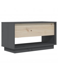 Mobile Porta TV Grigio 74x34x40 cm in Legno Massello di Pino