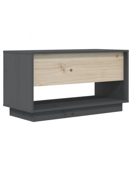 Mobile Porta TV Grigio 74x34x40 cm in Legno Massello di Pino