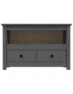 Mobile Porta TV Grigio 79x35x52 cm in Legno Massello di Pino