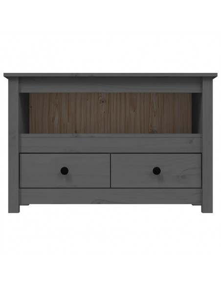Mobile Porta TV Grigio 79x35x52 cm in Legno Massello di Pino