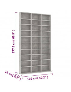 Mobile Porta TV Grigio Cemento 102x16x177,5 cm in Multistrato