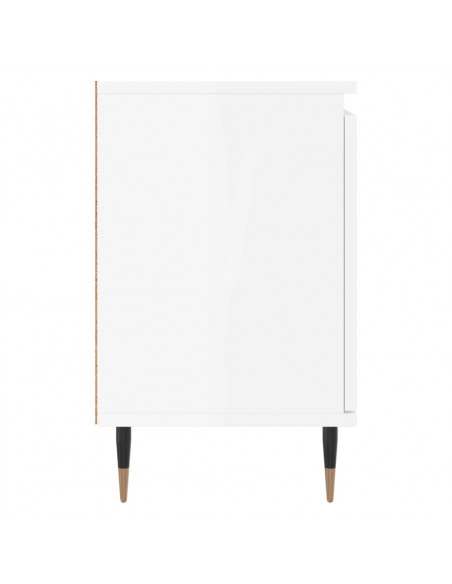 Comodino Bianco Lucido 40x30x50 cm in Legno Multistrato