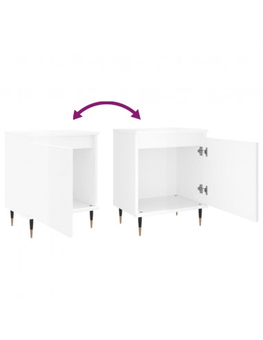 Comodino Bianco Lucido 40x30x50 cm in Legno Multistrato