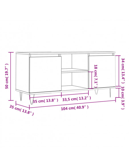 Mobile Porta TV Grigio Cemento 104x35x50cm in Legno Multistrato