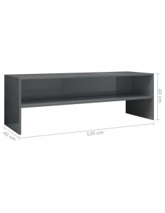 Mobile Porta TV Grigio Lucido 120x40x40 cm in Legno Multistrato
