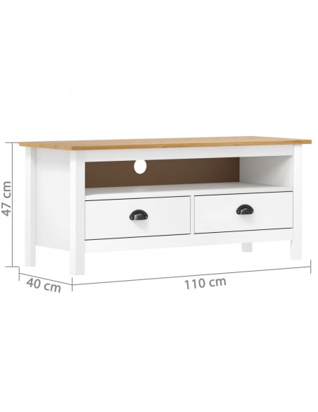 Mobile Porta TV Hill Bianco 110x40x47 cm in Legno di Pino