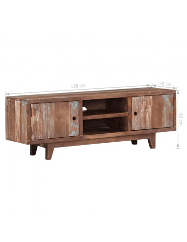 Mobile Porta TV in Legno di Acacia Stile Vintage 118x30x40 cm