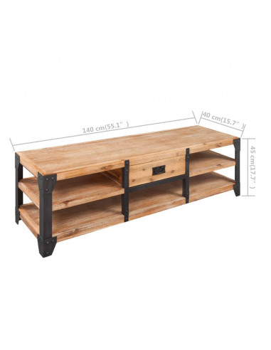 Mobile Porta TV in Legno Massello di Acacia 140x40x45 cm