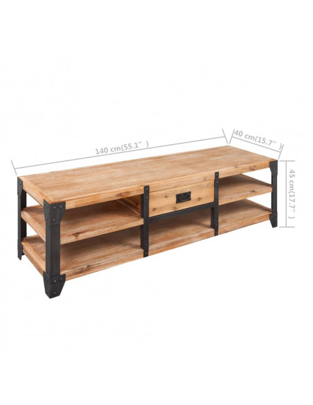Mobile Porta TV in Legno Massello di Acacia 140x40x45 cm