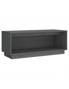 Mobile Porta TV Grigio 90x35x35 cm in Legno Massello di Pino 2