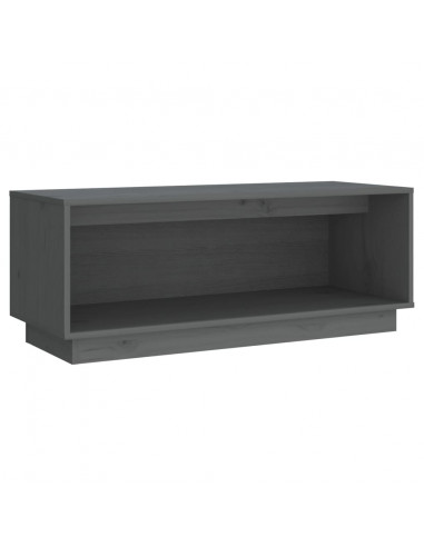 Mobile Porta TV Grigio 90x35x35 cm in Legno Massello di Pino