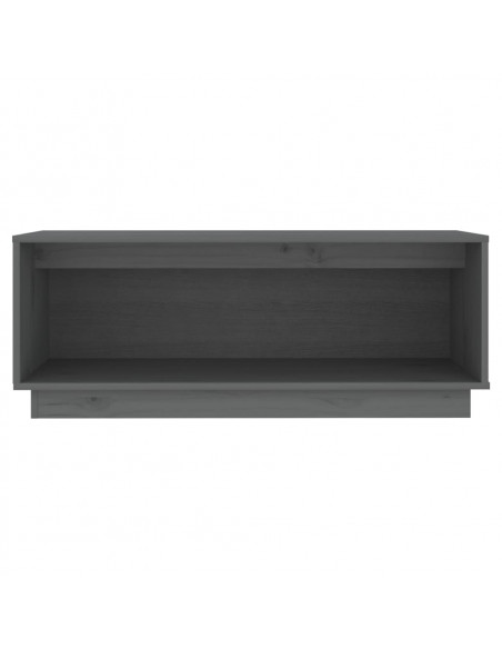 Mobile Porta TV Grigio 90x35x35 cm in Legno Massello di Pino