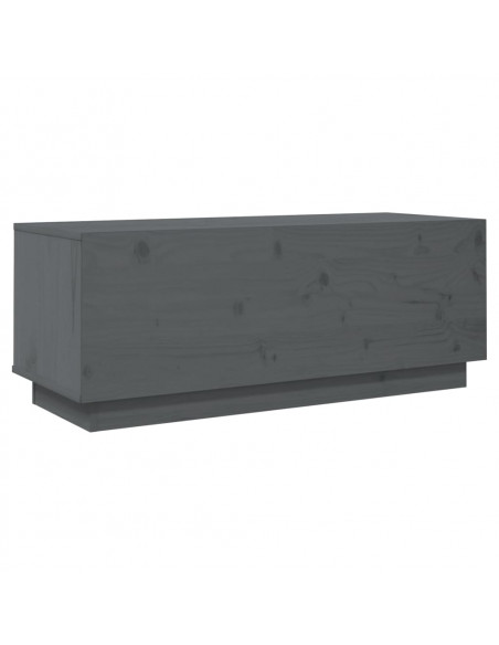 Mobile Porta TV Grigio 90x35x35 cm in Legno Massello di Pino