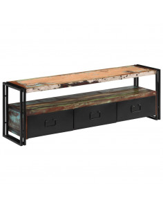 Mobile Porta TV in Legno Massello di Recupero 120x30x40 cm