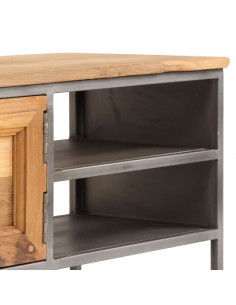 Mobile Porta TV in Teak Recuperato e Acciaio 120x30x40 cm