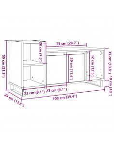 Mobile Porta TV Legno Antico 100x35x55 cm in Legno Multistrato
