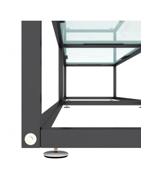 Mobile Porta TV Marmo Bianco 220x40x40,5 cm in Vetro Temperato