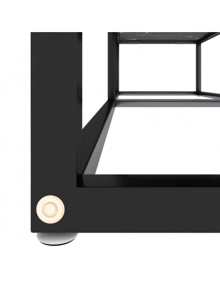 Mobile Porta TV Marmo Nero 140x40x40,5 cm in Vetro Temperato