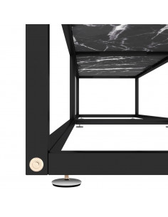Mobile Porta TV Marmo Nero 220x40x40,5 cm in Vetro Temperato