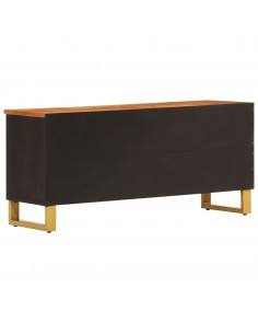 Mobile Porta TV Marrone e Nero 100x33,5x46 cm in Legno di Mango