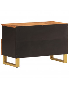 Mobile Porta TV Marrone e Nero 70x33,5x46 cm in Legno di Mango