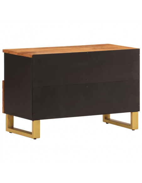 Mobile Porta TV Marrone e Nero 70x33,5x46 cm in Legno di Mango
