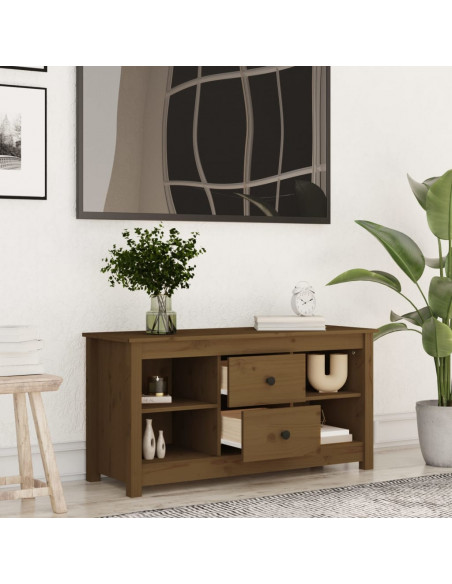Mobile Porta TV Miele 103x36,5x52 cm in Legno Massello di Pino