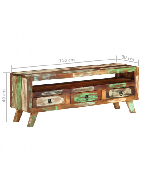 Mobile Porta TV Multicolore 110x30x40 cm in Legno di Recupero