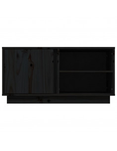 Mobile Porta TV Nera 80x35x40,5 cm in Legno Massello di Pino