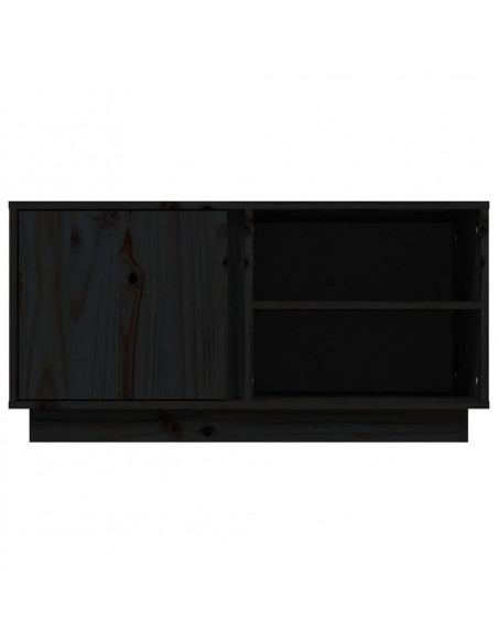Mobile Porta TV Nera 80x35x40,5 cm in Legno Massello di Pino
