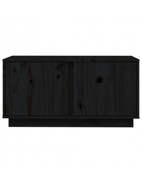 Mobile Porta TV Nera 80x35x40,5 cm in Legno Massello di Pino