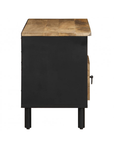 Mobile Porta TV Nero 100x33,5x46 cm Legno Massello Mango Grezzo