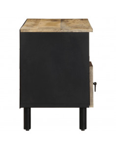 Mobile Porta TV Nero 100x33,5x46 cm Legno Massello Mango Grezzo