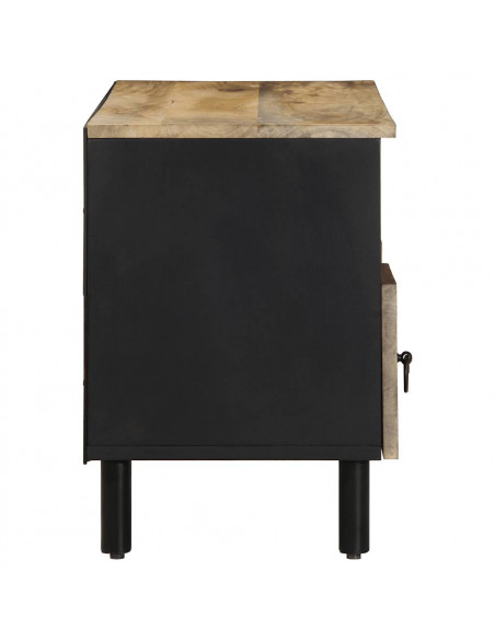 Mobile Porta TV Nero 100x33,5x46 cm Legno Massello Mango Grezzo