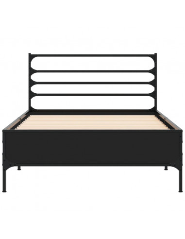 Giroletto Nero 75x190 cm in Legno Multistrato e Metallo