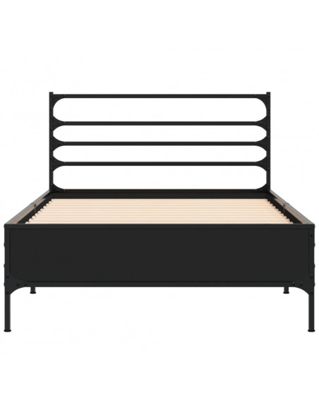 Giroletto Nero 75x190 cm in Legno Multistrato e Metallo