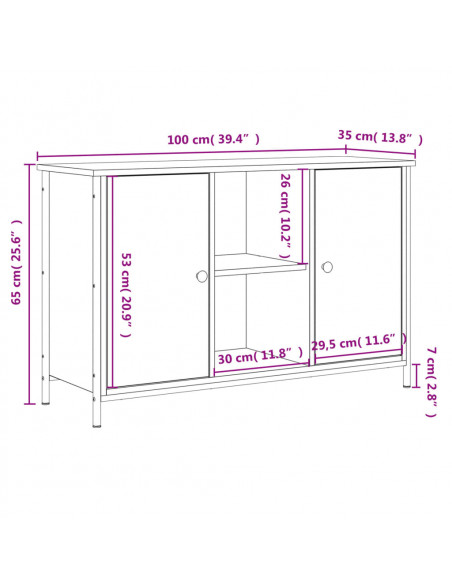 Mobile Porta TV Nero 100x35x65 cm in Legno Multistrato