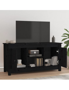 Mobile Porta TV Nero 103x36,5x52 cm in Legno Massello di Pino