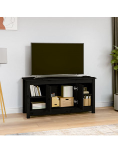 Mobile Porta TV Nero 103x36,5x52 cm in Legno Massello di Pino