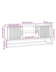 Mobile Porta TV Nero 105x30x45 cm in Legno Multistrato e Ferro