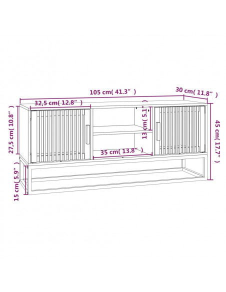 Mobile Porta TV Nero 105x30x45 cm in Legno Multistrato e Ferro