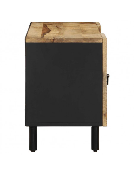Mobile Porta TV Nero 105x33,5x46 cm Legno Massello Mango Grezzo
