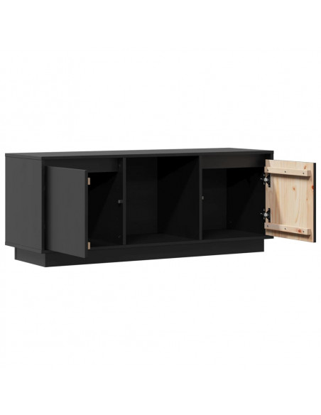 Mobile Porta TV Nero 110,5x35x44 cm in Legno Massello di Pino