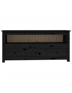 Mobile Porta TV Nero 114x35x52 cm in Legno Massello di Pino