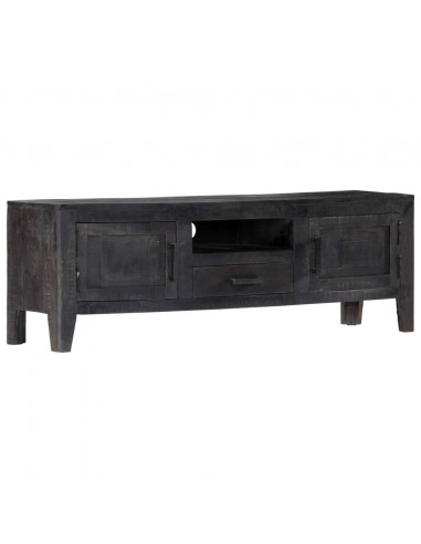 Mobile Porta TV Nero 118x30x40 cm in Legno Massello di Mango
