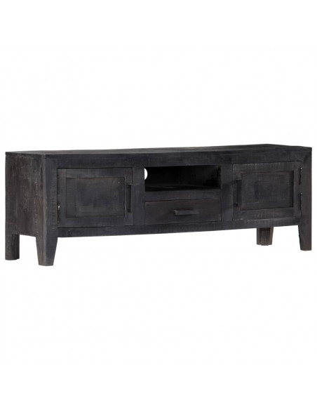 Mobile Porta TV Nero 118x30x40 cm in Legno Massello di Mango