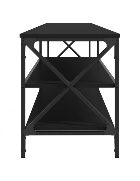 Mobile Porta TV Nero 200x40x50cm in Legno Multistrato e Metallo