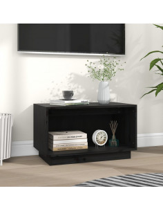 Mobile Porta TV Nero 60x35x35 cm in Legno Massello di Pino