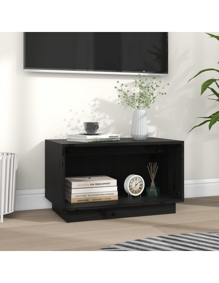 Mobile Porta TV Nero 60x35x35 cm in Legno Massello di Pino