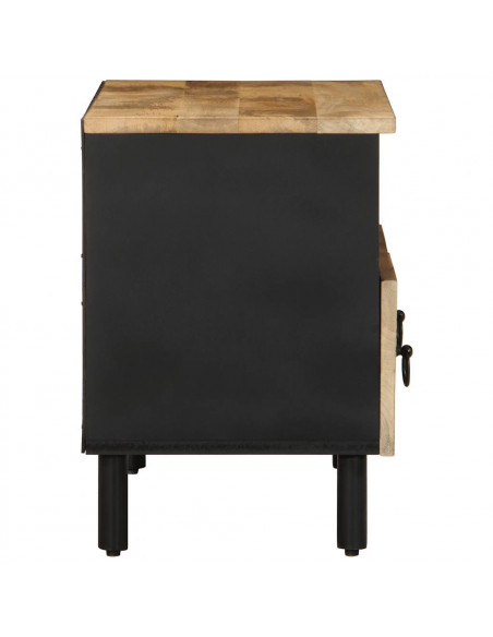 Mobile Porta TV Nero 70x33,5x46 cm Legno Massello Mango Grezzo
